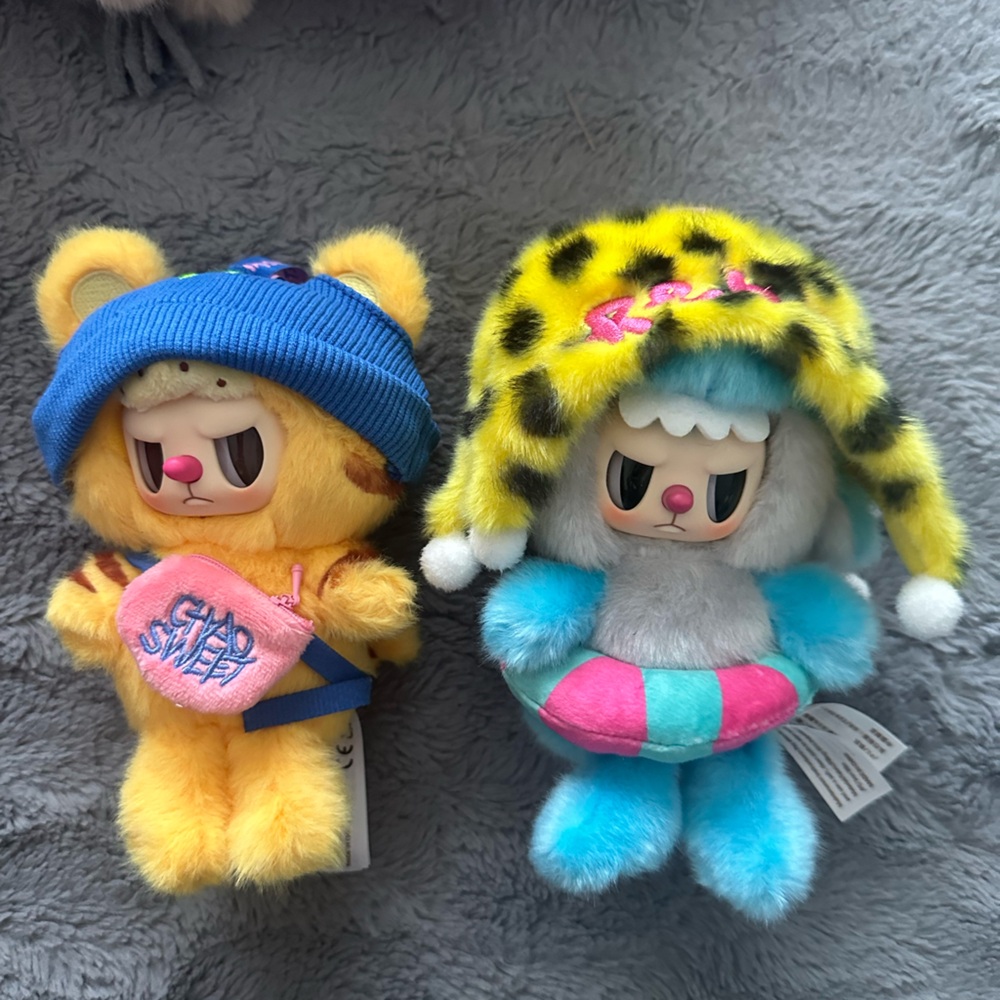 Plush Kids Stuffed Animal Duo - Yellow and Blue Cute Characters